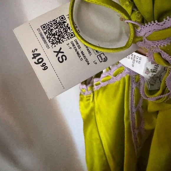 Betsey Johnson Lime Green Slip Dress with Lace Trim size XS - Picture 10 of 10